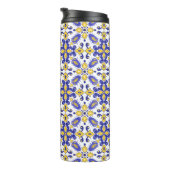 💙 💛 Schöne blaue und gelbe Azulejos Thermosbecher (Nach rechts gedreht)