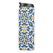 💙 💛 Schöne, blaue und gelbe Azulejos, Thermosbecher (Nach rechts gedreht)