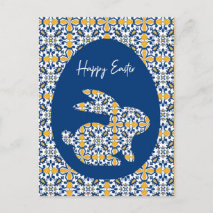🐰 💙 💛 Schöne blaue und gelbe Azulejos Urlaub Feiertagspostkarte