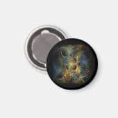 Schöne blaue und goldene Fraktale Magnet (Vorderseite/Rückseite)