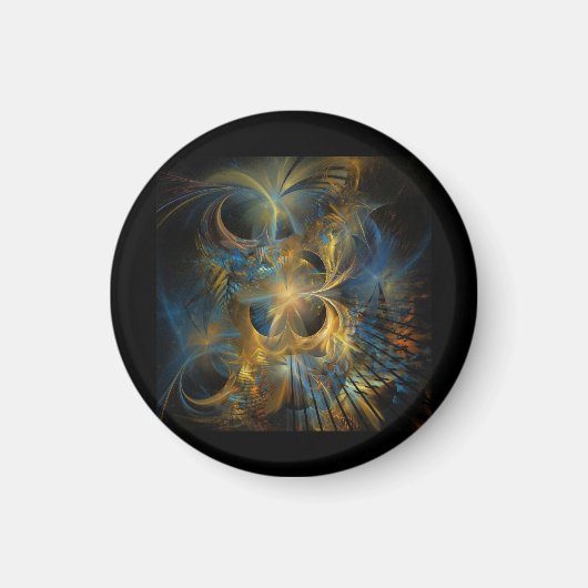 Schöne blaue und goldene Fraktale Magnet (Vorne)
