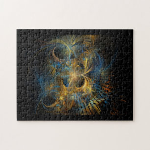 Schöne blaue und goldene Fraktale  Puzzle