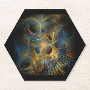 Schöne blaue und goldene Fraktale  Untersetzer