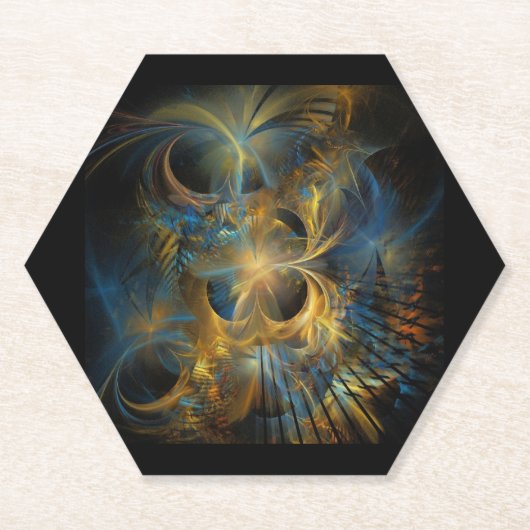 Schöne blaue und goldene Fraktale  Untersetzer (Vorderseite)