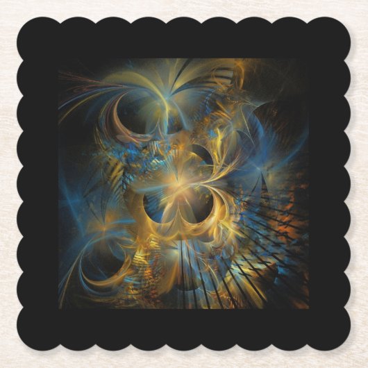 Schöne blaue und goldene Fraktale Untersetzer (Vorderseite)