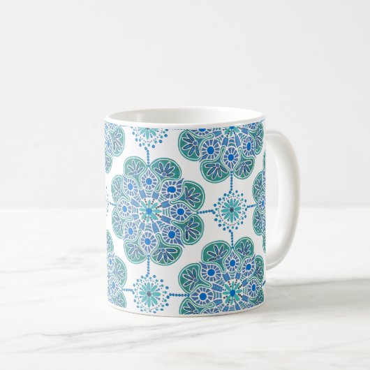 Schöne blaue und grüne Tasse (VorderseiteRechts)