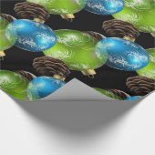 Schöne blaue und grüne Weihnachtsbälle Geschenkpapier (Ecke)