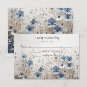 Schöne blaue und weiße 3D-Blumengarten-Hochzeit RSVP Karte