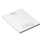 Schöne blaue und weiße Schrift Notizblock (angewinkelt)