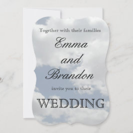 Schöne blaue und weiße Wolken drucken Hochzeit Einladung