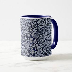Schöne blaue Vintage-Muster-Blumen-Vögel-Blumen Tasse