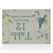 Schöne Blaue Vogel Hochzeit Tischnummer (Innenansicht Horizontal (Oben))