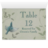 Schöne Blaue Vogel Hochzeit Tischnummer (Innenansicht Horizontal (Unten))