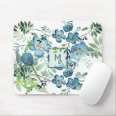 Schöne blaue Wasserfarbenflora mit anfänglichen Mousepad (Mit Mouse)