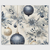 Schöne blaue Weihnachtsblumen Baubles Geschenkpapier (Flach)