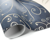 Schöne blaue Weihnachtsblumen Baubles Geschenkpapier (Rolleneckpunkt)