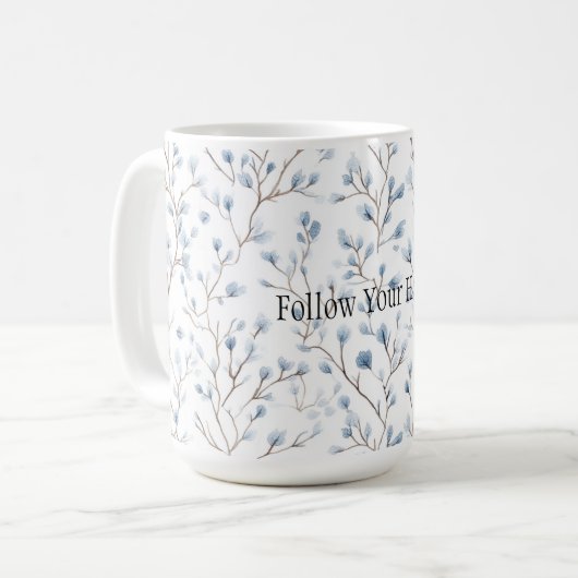 Schöne blaue weiße Blumen Kaffeetasse (Vorderseite Links)