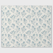 Schöne blaue weiße Blumenhochzeit Geschenkpapier (Flach)