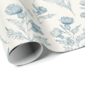 Schöne blaue weiße Blumenhochzeit Geschenkpapier (Rolleneckpunkt)