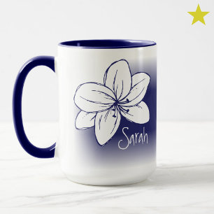 Schöne blaue weiße Blumenzeichnung mit individuell Tasse