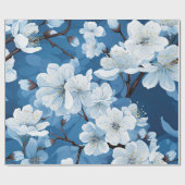 Schöne blaue Weiße Blüten Geschenkpapier (Flach)