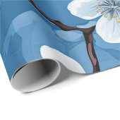 Schöne blaue Weiße Blüten Geschenkpapier (Rolleneckpunkt)