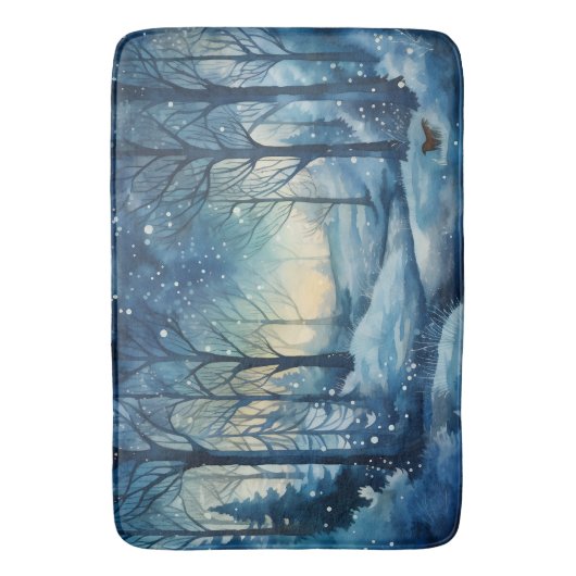 Schöne blaue Winter-Wald-Szene Badematte (Vorderseite Vertikal)