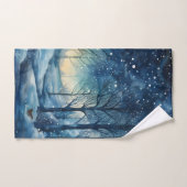 Schöne blaue Winter-Wald-Szene Badhandtuch Set (Handtuch)