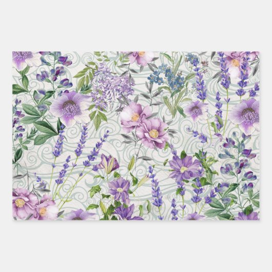 Schöne Blauen und violette Blumen Natur botanisch Geschenkpapier Set (Vorderseite 3)