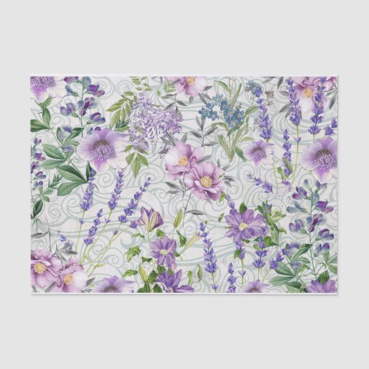 Schöne Blauen und violette Blumen Natur botanisch Seidenpapier (Vorderseite)