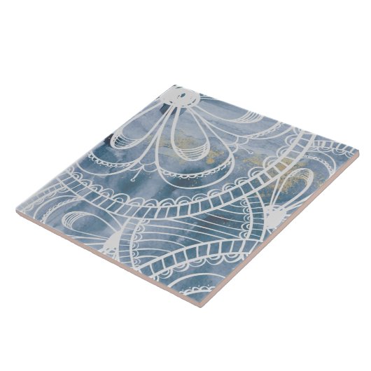 Schöne blaugraue Aquarellfarben künstlerischer Lof Fliese (Seite)