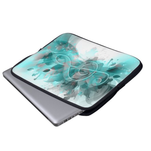 Schöne blaugraue coole Spritzer Blume Blätter Laptopschutzhülle (Vorne Knopf)