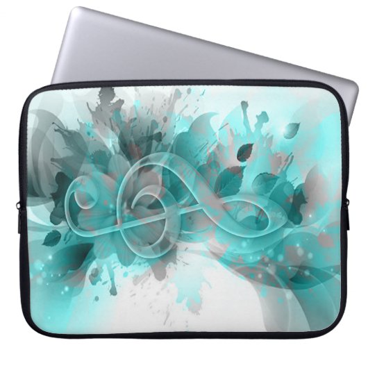 Schöne blaugraue coole Spritzer Blume Blätter Laptopschutzhülle (Vorderseite)