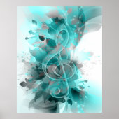 Schöne blaugraue coole Spritzer Blume Blätter Poster (Vorne)