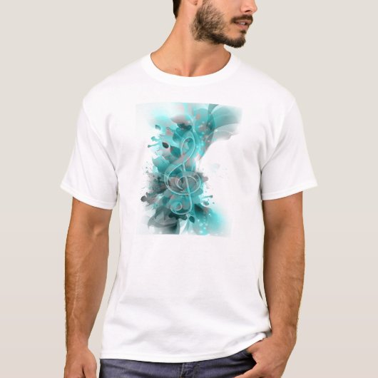 Schöne blaugraue coole Spritzer Blume Blätter T-Shirt (Vorderseite)