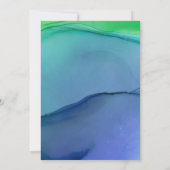 Schöne blaugrüne Wasserfarbenwaschhochzeit Einladung (Rückseite)