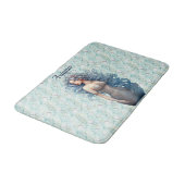 Schöne blauhaarige Meerjungfrau Badematte (Schrägansicht)