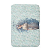 Schöne blauhaarige Meerjungfrau Badematte (Vorderseite Vertikal)