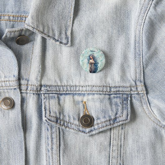 Schöne blauhaarige Meerjungfrau Button (Beispiel)