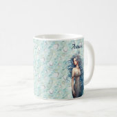 Schöne blauhaarige Meerjungfrau Kaffeetasse (VorderseiteRechts)