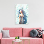 Schöne blauhaarige Meerjungfrau Leinwanddruck (Insitu (Wohnzimmer))