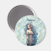 Schöne blauhaarige Meerjungfrau Magnet (Vorderseite/Rückseite)