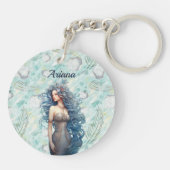 Schöne blauhaarige Meerjungfrau Schlüsselanhänger (Rückseite)