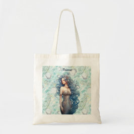 Schöne blauhaarige Meerjungfrau Tragetasche