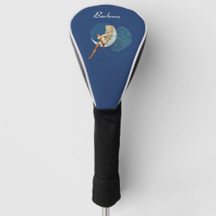 Schöne Blond Fairy in Seide Strümpfe auf dem Mond Golf Headcover