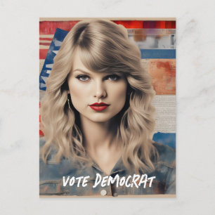 Schöne Blond-Frauen wählen Demokrat Collage Postkarte