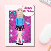 Schöne Blond Irish Dancer, Pink, Blue Birthday Karte