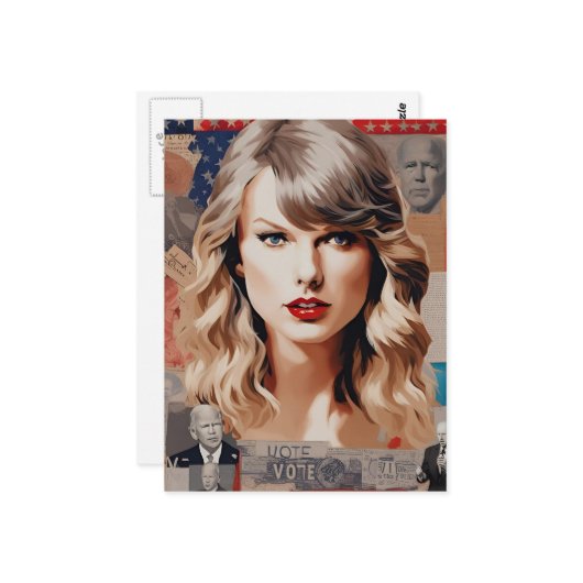 Schöne Blond Woman Vote Collage Postkarte (Vorderseite/Rückseite Beispiel)