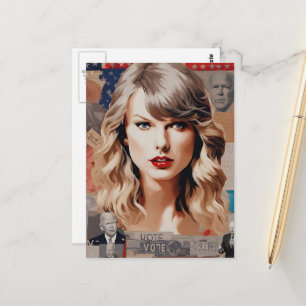 Schöne Blond Woman Vote Collage Postkarte