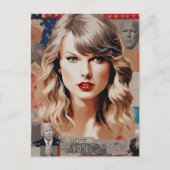 Schöne Blond Woman Vote Collage Postkarte (Vorderseite)